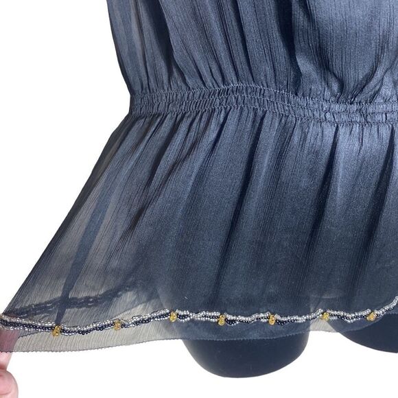 Black sheer beaded top elastic waist sleeveless Whimsigoth fairy grunge - Picture 5 of 7